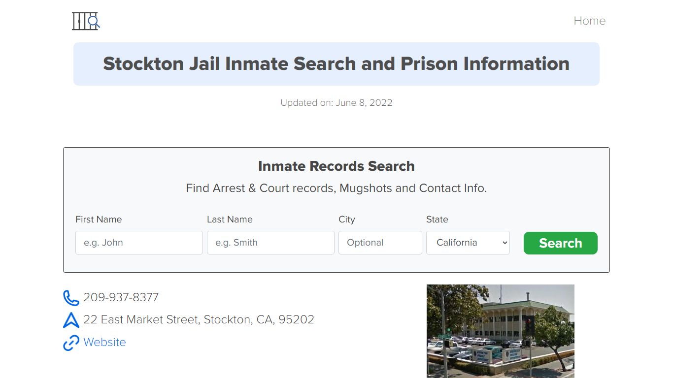 Stockton Jail Inmate Search, Visitation, Phone no ...
